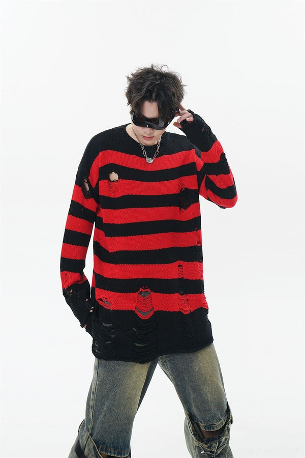 Ripped Striped Sweater 6003 - UncleDon JM