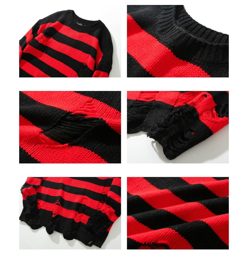 Ripped Striped Sweater 6003 - UncleDon JM
