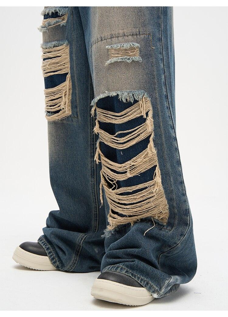 Ripped Wide Leg Jeans K6916 - UncleDon JM