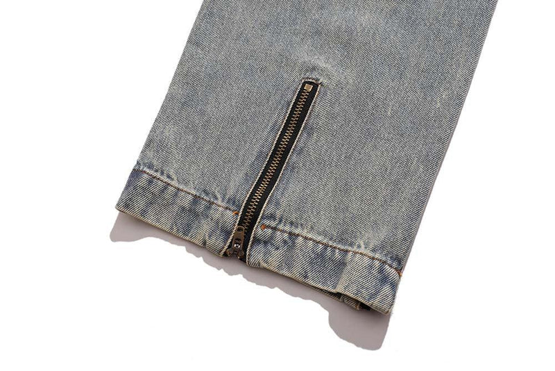 Side Zipper Blue Jeans AC81 - UncleDon JM