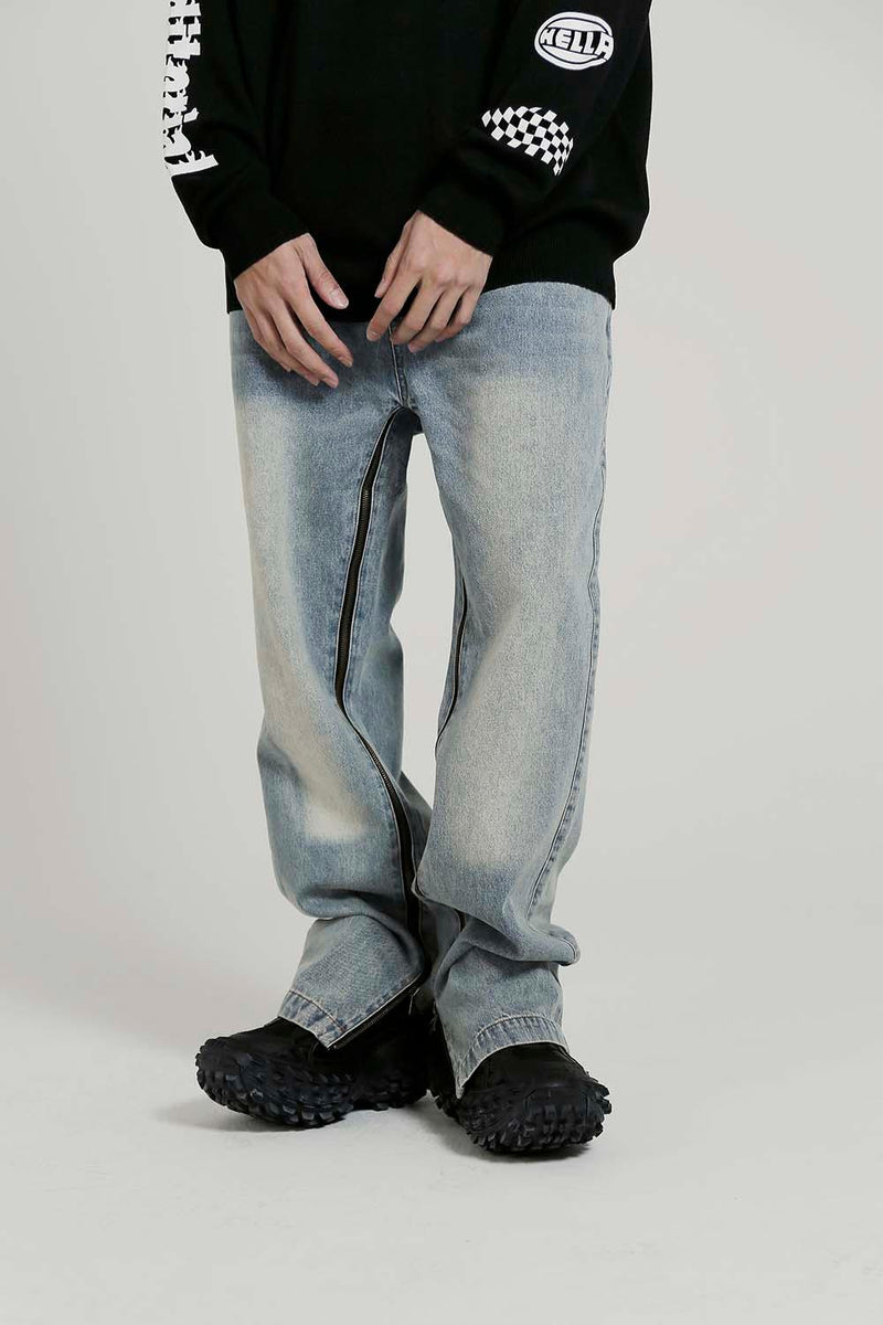 Side Zipper Blue Jeans AC81 - UncleDon JM