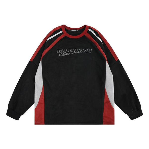 Spliced Contrasting Raglan Suede Sweatshirt A250Q23 - UncleDon JM