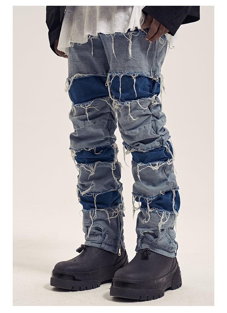 Tassel Patchwork Distressed Jeans Q067 - UncleDon JM